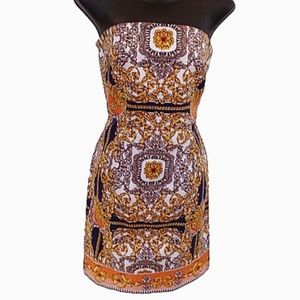 Laundry by Shelli Segal Versace Style Strapless Cotton Dress- Sz. 2